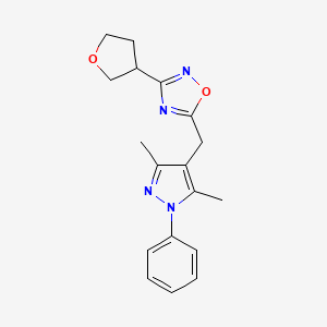 5-[(3,5-dimethyl-1-phenyl-1H-pyrazol-4-yl)methyl]-3-(tetrahydrofuran-3-yl)-1,2,4-oxadiazole