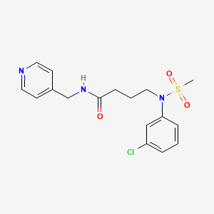 molecular formula C17H20ClN3O3S B5574605 4-[(3-氯苯基)(甲磺酰)氨基]-N-(4-吡啶基甲基)丁酰胺 