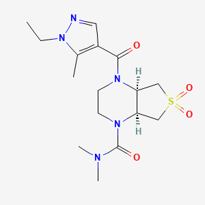 (4aR*,7aS*)-4-[(1-ethyl-5-methyl-1H-pyrazol-4-yl)carbonyl]-N,N-dimethylhexahydrothieno[3,4-b]pyrazine-1(2H)-carboxamide 6,6-dioxide