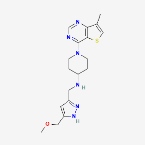 molecular formula C18H24N6OS B5574638 N-{[5-(甲氧基甲基)-1H-吡唑-3-基]甲基}-1-(7-甲基噻吩并[3,2-d]嘧啶-4-基)哌啶-4-胺 