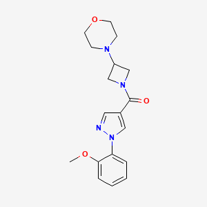 molecular formula C18H22N4O3 B5574669 4-(1-{[1-(2-methoxyphenyl)-1H-pyrazol-4-yl]carbonyl}-3-azetidinyl)morpholine 