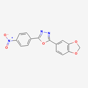 molecular formula C15H9N3O5 B5574744 2-(1,3-苯并二氧杂环-5-基)-5-(4-硝基苯基)-1,3,4-恶二唑 