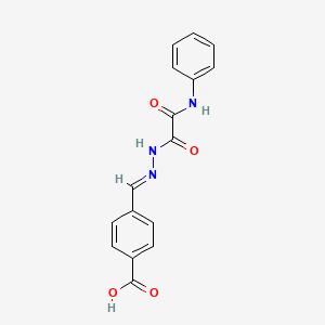 molecular formula C16H13N3O4 B5574762 4-{2-[anilino(oxo)acetyl]carbonohydrazonoyl}benzoic acid 