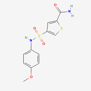 molecular formula C12H12N2O4S2 B5574829 4-{[(4-甲氧苯基)氨基]磺酰基}-2-噻吩甲酰胺 