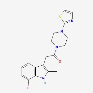 molecular formula C18H19FN4OS B5574843 7-fluoro-2-methyl-3-{2-oxo-2-[4-(1,3-thiazol-2-yl)-1-piperazinyl]ethyl}-1H-indole 