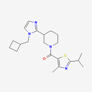 molecular formula C21H30N4OS B5574859 3-[1-(cyclobutylmethyl)-1H-imidazol-2-yl]-1-[(2-isopropyl-4-methyl-1,3-thiazol-5-yl)carbonyl]piperidine 