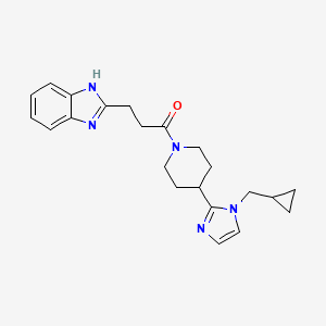 molecular formula C22H27N5O B5574930 2-(3-{4-[1-(环丙基甲基)-1H-咪唑-2-基]哌啶-1-基}-3-氧代丙基)-1H-苯并咪唑 