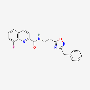 molecular formula C21H17FN4O2 B5574949 N-[2-(3-benzyl-1,2,4-oxadiazol-5-yl)ethyl]-8-fluoro-2-quinolinecarboxamide 