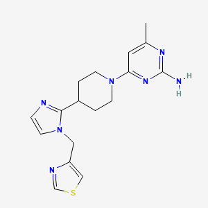 molecular formula C17H21N7S B5574954 4-甲基-6-{4-[1-(1,3-噻唑-4-基甲基)-1H-咪唑-2-基]-1-哌啶基}-2-嘧啶胺 