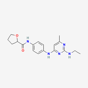 molecular formula C18H23N5O2 B5575002 N-(4-{[2-(ethylamino)-6-methyl-4-pyrimidinyl]amino}phenyl)tetrahydro-2-furancarboxamide 