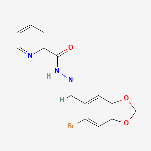 molecular formula C14H10BrN3O3 B5575043 N'-[(6-bromo-1,3-benzodioxol-5-yl)methylene]-2-pyridinecarbohydrazide 