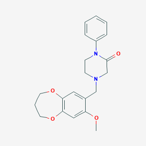 molecular formula C21H24N2O4 B5575118 4-[(8-methoxy-3,4-dihydro-2H-1,5-benzodioxepin-7-yl)methyl]-1-phenyl-2-piperazinone 