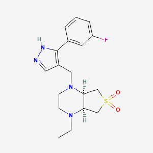 molecular formula C18H23FN4O2S B5575192 (4aR*,7aS*)-1-ethyl-4-{[3-(3-fluorophenyl)-1H-pyrazol-4-yl]methyl}octahydrothieno[3,4-b]pyrazine 6,6-dioxide 