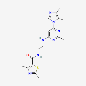 molecular formula C18H23N7OS B5575227 N-(2-{[6-(4,5-dimethyl-1H-imidazol-1-yl)-2-methyl-4-pyrimidinyl]amino}ethyl)-2,4-dimethyl-1,3-thiazole-5-carboxamide 