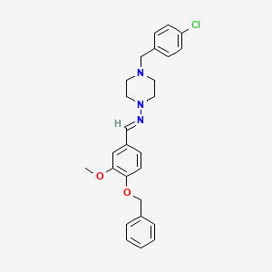 (E)-1-[4-(BENZYLOXY)-3-METHOXYPHENYL]-N-{4-[(4-CHLOROPHENYL)METHYL]PIPERAZIN-1-YL}METHANIMINE