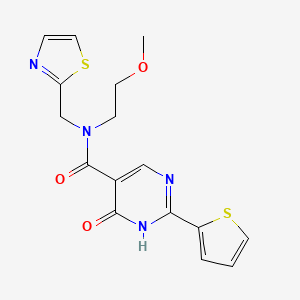 molecular formula C16H16N4O3S2 B5575345 4-hydroxy-N-(2-methoxyethyl)-N-(1,3-thiazol-2-ylmethyl)-2-(2-thienyl)pyrimidine-5-carboxamide 