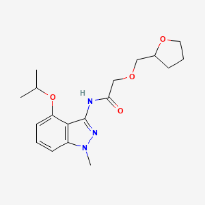 molecular formula C18H25N3O4 B5575354 N-(4-isopropoxy-1-methyl-1H-indazol-3-yl)-2-(tetrahydrofuran-2-ylmethoxy)acetamide 