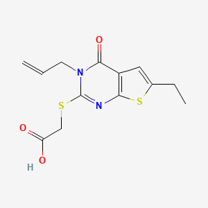 molecular formula C13H14N2O3S2 B5575362 [(3-allyl-6-ethyl-4-oxo-3,4-dihydrothieno[2,3-d]pyrimidin-2-yl)thio]acetic acid 