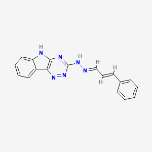 molecular formula C18H14N6 B5575561 N-[(E)-[(E)-3-phenylprop-2-enylidene]amino]-5H-[1,2,4]triazino[5,6-b]indol-3-amine 