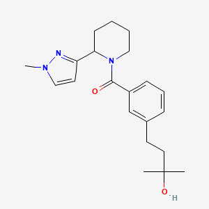 molecular formula C21H29N3O2 B5575685 2-methyl-4-(3-{[2-(1-methyl-1H-pyrazol-3-yl)-1-piperidinyl]carbonyl}phenyl)-2-butanol 