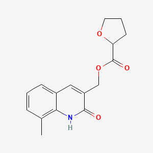 molecular formula C16H17NO4 B5575742 (2-hydroxy-8-methyl-3-quinolinyl)methyl tetrahydro-2-furancarboxylate 