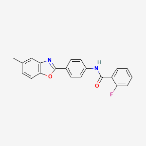 molecular formula C21H15FN2O2 B5575802 2-fluoro-N-[4-(5-methyl-1,3-benzoxazol-2-yl)phenyl]benzamide 