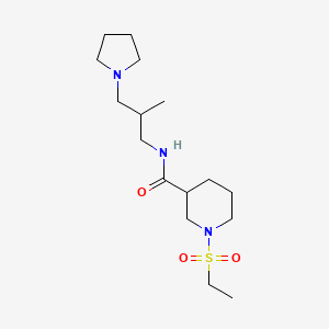 molecular formula C16H31N3O3S B5575842 1-(ethylsulfonyl)-N-[2-methyl-3-(1-pyrrolidinyl)propyl]-3-piperidinecarboxamide 