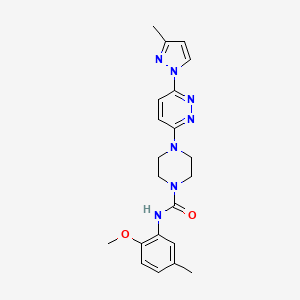 molecular formula C21H25N7O2 B5575874 N-(2-methoxy-5-methylphenyl)-4-[6-(3-methyl-1H-pyrazol-1-yl)-3-pyridazinyl]-1-piperazinecarboxamide 