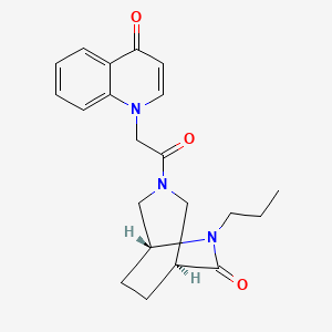 molecular formula C21H25N3O3 B5575992 1-[2-oxo-2-[(1S,5R)-7-oxo-6-propyl-3,6-diazabicyclo[3.2.2]nonan-3-yl]ethyl]quinolin-4-one 