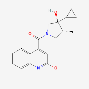 molecular formula C19H22N2O3 B5576095 (3R*,4R*)-3-cyclopropyl-1-[(2-methoxyquinolin-4-yl)carbonyl]-4-methylpyrrolidin-3-ol 