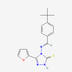 molecular formula C17H18N4OS B5576303 4-[(4-叔丁基亚苄基)氨基]-5-(2-呋喃基)-4H-1,2,4-三唑-3-硫醇 