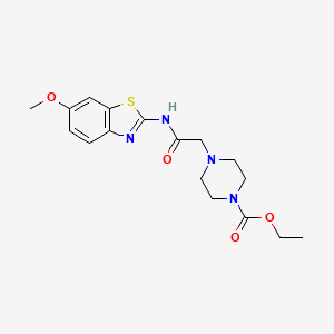 ethyl 4-{2-[(6-methoxy-1,3-benzothiazol-2-yl)amino]-2-oxoethyl}-1-piperazinecarboxylate