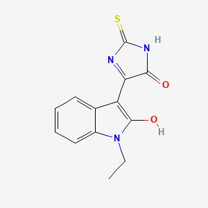 (3Z)-1-ethyl-3-(5-oxo-2-thioxoimidazolidin-4-ylidene)-1,3-dihydro-2H-indol-2-one