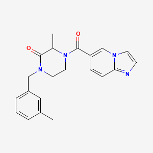 molecular formula C21H22N4O2 B5576439 4-(imidazo[1,2-a]pyridin-6-ylcarbonyl)-3-methyl-1-(3-methylbenzyl)piperazin-2-one 