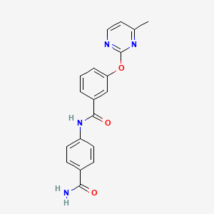 molecular formula C19H16N4O3 B5576507 N-[4-(氨基羰基)苯基]-3-[(4-甲基-2-嘧啶基)氧基]苯甲酰胺 