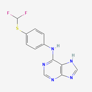 molecular formula C12H9F2N5S B5576512 N-{4-[(difluoromethyl)thio]phenyl}-9H-purin-6-amine 