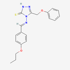 molecular formula C19H20N4O2S B5576840 5-(phenoxymethyl)-4-{[(E)-(4-propoxyphenyl)methylidene]amino}-4H-1,2,4-triazol-3-yl hydrosulfide 