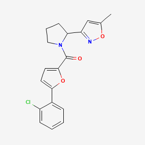 molecular formula C19H17ClN2O3 B5577017 3-{1-[5-(2-chlorophenyl)-2-furoyl]-2-pyrrolidinyl}-5-methylisoxazole 