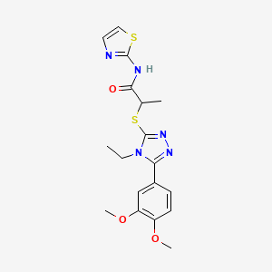 2-{[5-(3,4-dimethoxyphenyl)-4-ethyl-4H-1,2,4-triazol-3-yl]thio}-N-1,3-thiazol-2-ylpropanamide