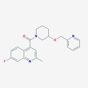 molecular formula C22H22FN3O2 B5577110 7-fluoro-2-methyl-4-{[3-(2-pyridinylmethoxy)-1-piperidinyl]carbonyl}quinoline 