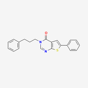 molecular formula C21H18N2OS B5577160 6-phenyl-3-(3-phenylpropyl)thieno[2,3-d]pyrimidin-4(3H)-one 