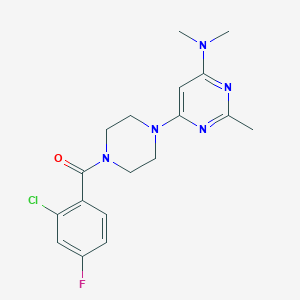 molecular formula C18H21ClFN5O B5577263 6-[4-(2-chloro-4-fluorobenzoyl)-1-piperazinyl]-N,N,2-trimethyl-4-pyrimidinamine 