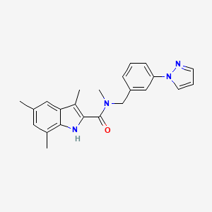 molecular formula C23H24N4O B5577271 N,3,5,7-tetramethyl-N-[3-(1H-pyrazol-1-yl)benzyl]-1H-indole-2-carboxamide 
