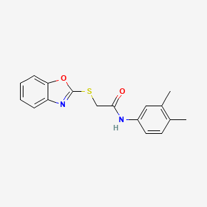 molecular formula C17H16N2O2S B5577276 2-(1,3-苯并恶唑-2-基硫)-N-(3,4-二甲苯基)乙酰胺 