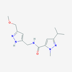 molecular formula C14H21N5O2 B5577294 3-isopropyl-N-{[5-(methoxymethyl)-1H-pyrazol-3-yl]methyl}-1-methyl-1H-pyrazole-5-carboxamide 