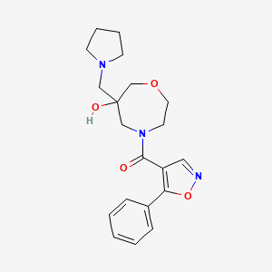 molecular formula C20H25N3O4 B5577301 4-[(5-苯基异恶唑-4-基)羰基]-6-(吡咯烷-1-基甲基)-1,4-恶杂环己烷-6-醇 
