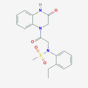 molecular formula C19H21N3O4S B5577303 N-(2-ethylphenyl)-N-[2-oxo-2-(3-oxo-3,4-dihydro-1(2H)-quinoxalinyl)ethyl]methanesulfonamide 