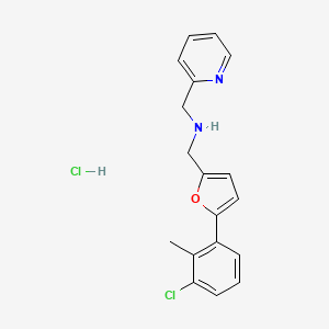 molecular formula C18H18Cl2N2O B5577312 {[5-(3-chloro-2-methylphenyl)-2-furyl]methyl}(2-pyridinylmethyl)amine hydrochloride 