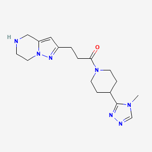 molecular formula C17H25N7O B5577330 2-{3-[4-(4-methyl-4H-1,2,4-triazol-3-yl)-1-piperidinyl]-3-oxopropyl}-4,5,6,7-tetrahydropyrazolo[1,5-a]pyrazine hydrochloride 