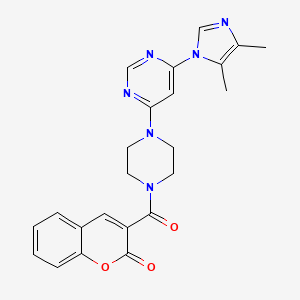 molecular formula C23H22N6O3 B5577337 3-({4-[6-(4,5-二甲基-1H-咪唑-1-基)-4-嘧啶基]-1-哌嗪基}羰基)-2H-色烯-2-酮 